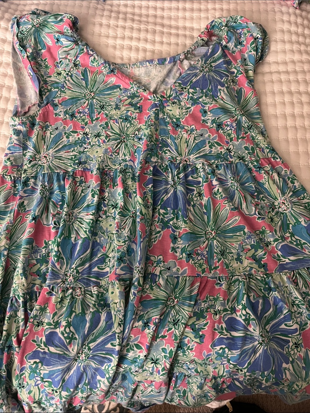 Lilly Pulitzer Geanna Swing Dress Soleil Pink Good Hare Day Floral Tiered M